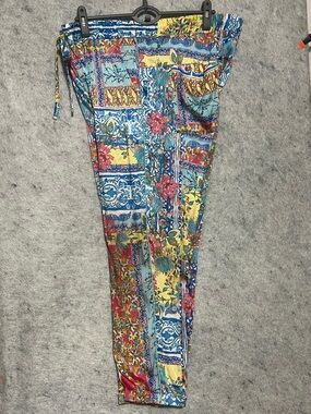 Johnny Was Kaleida Elsie Silk Blend Pull On Drawstring Jogger Pants~XL~Floral